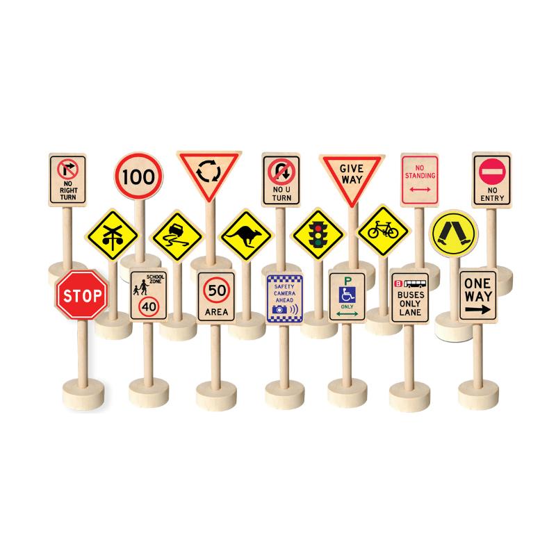 Fun Factory - Wooden Traffic Signs (20 pieces) - Wooden World