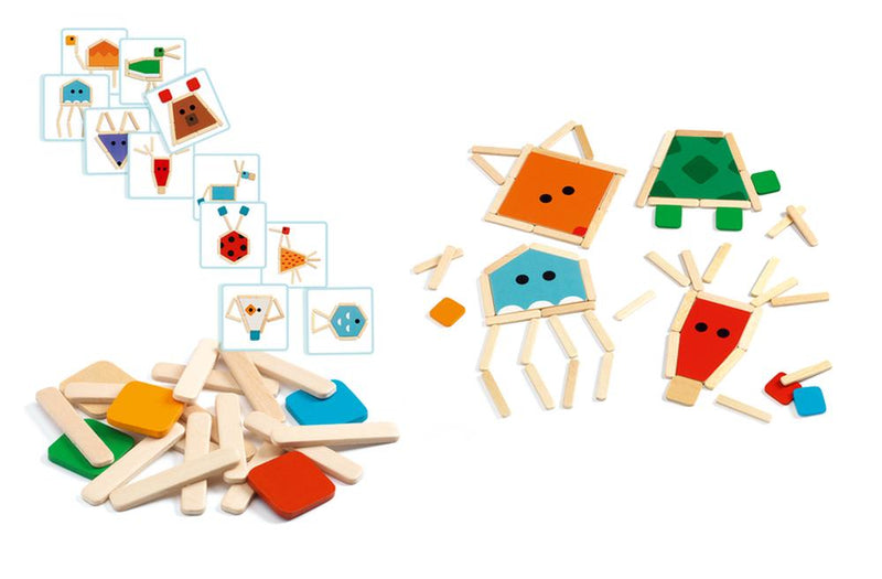 Djeco - Wooden Stick Animals Puzzle