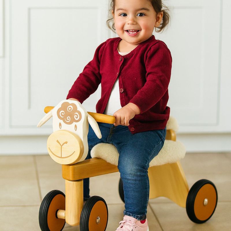 toddler wooden ride on lamb