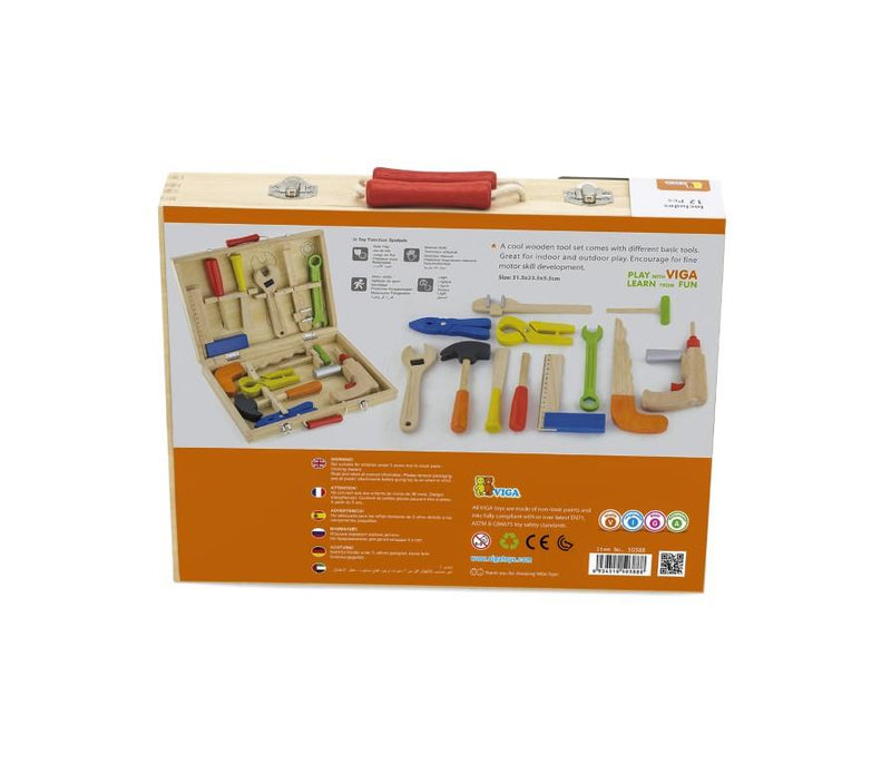 Viga Toys - Wooden Tool Box (12 pieces)