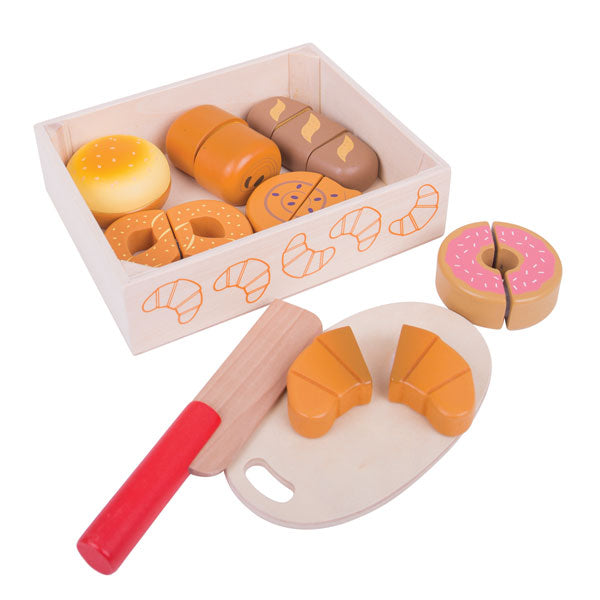 wooden bread cutting toy