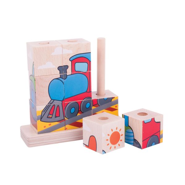 wooden stacking puzzle blocks vehicles