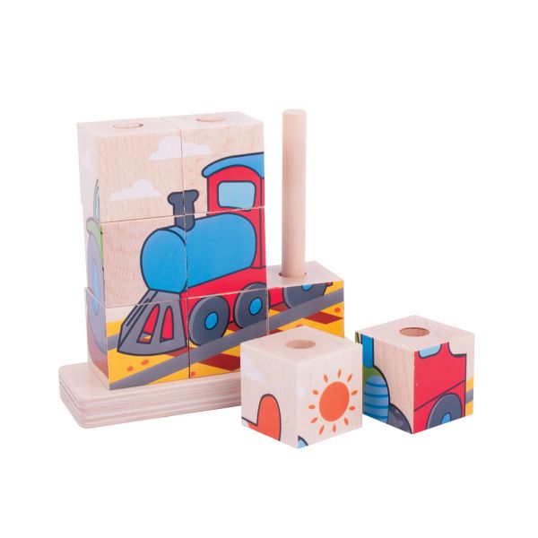 wooden stacking puzzle blocks vehicles