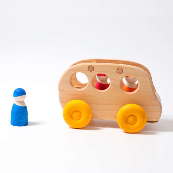 grimms wooden bus vehicle toddler toy