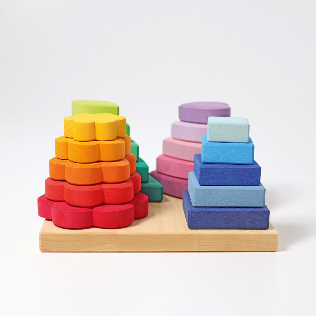 Grimm's - Stacking Game Shapes - Wooden World