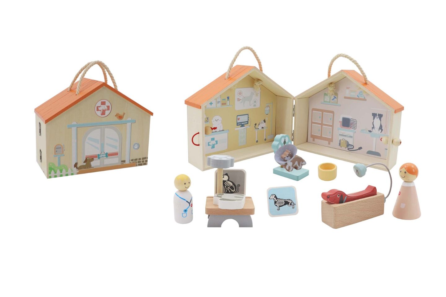 Kaper Kidz Wooden Pet Vet Hospital Playset Wooden World