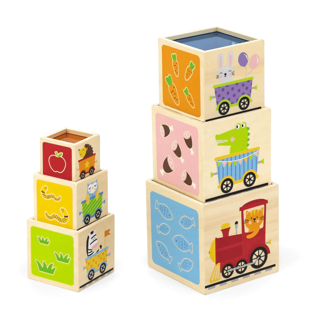 Viga Toys Nesting Stacking Cubes with Rainbow Window Wooden World