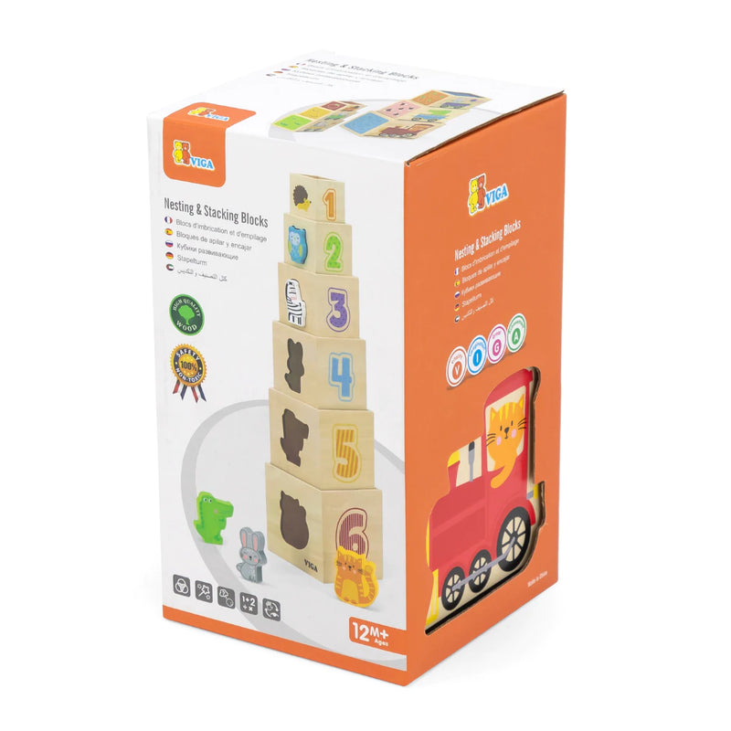 Viga Toys - Nesting & Stacking Cubes with Rainbow Window