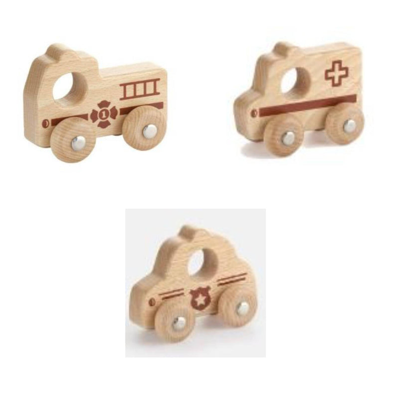 Viga Toys - Natural Wooden Emergency Vehicles